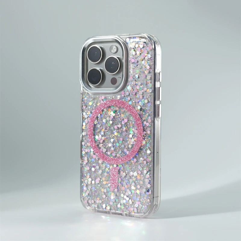 Glitter Foil MagSafe Case for iPhone 15/16 Pro Max – Shockproof Cover
