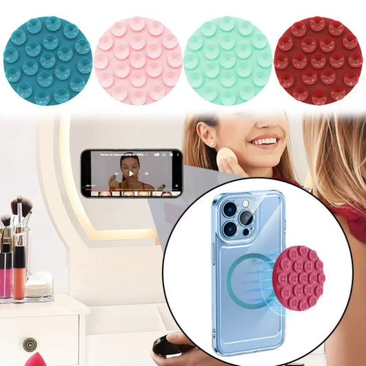 Magnetic Suction Cup Phone Mount for iPhone 15 14 13 12 Silicone Grip Stand