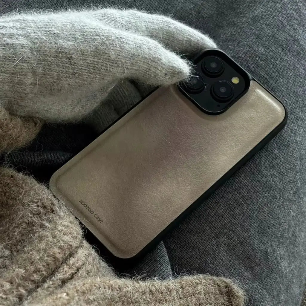 Retro Brown Gradient Leather Shockproof Case for iPhone 11–16 Pro Max