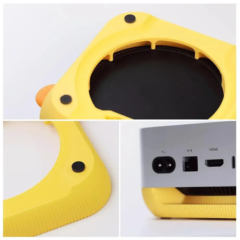 Cute Duck Cooling Stand with Power Button for Mac Mini M4 – 3D Printed