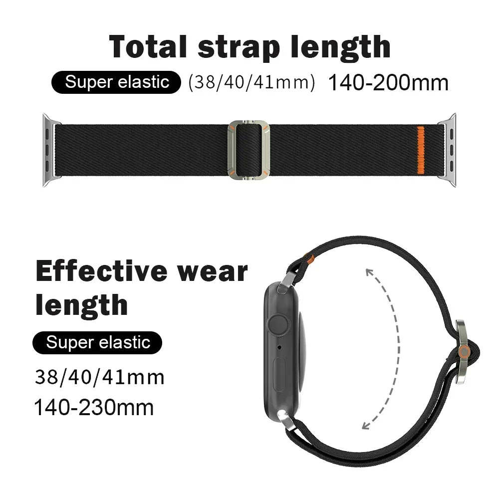 Elastic Nylon Band for Apple Watch Ultra 2 & Series 10β5, 49β41mm