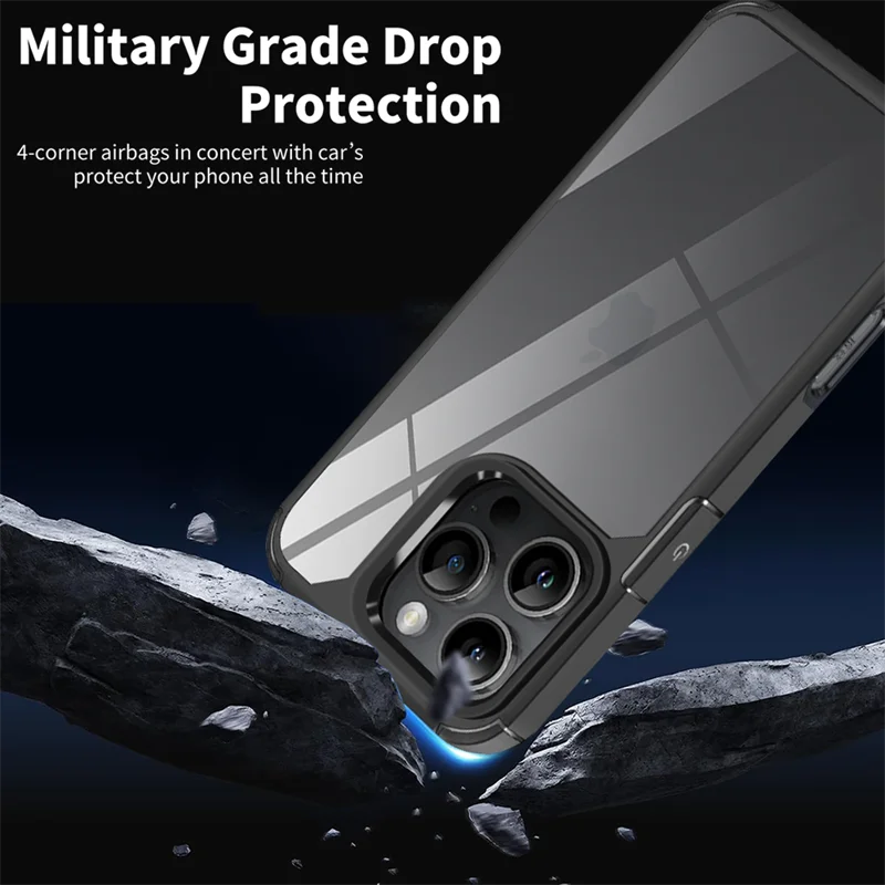 Transparent Shockproof Bumper Case for iPhone 11β16 Pro Max Series