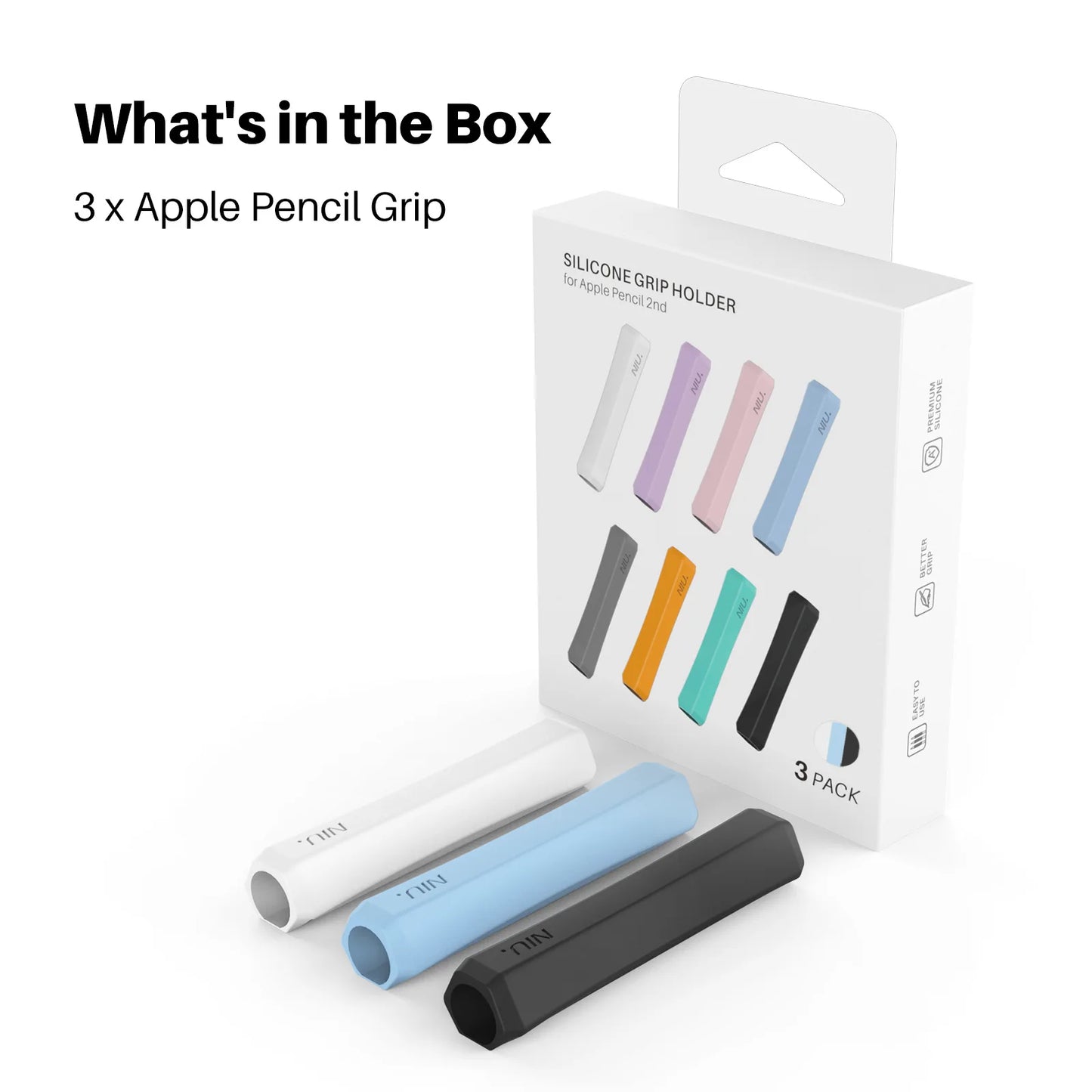 Non-Slip Silicone Pen Grip Cover for Apple Pencil 1/2/3 USB-C Models