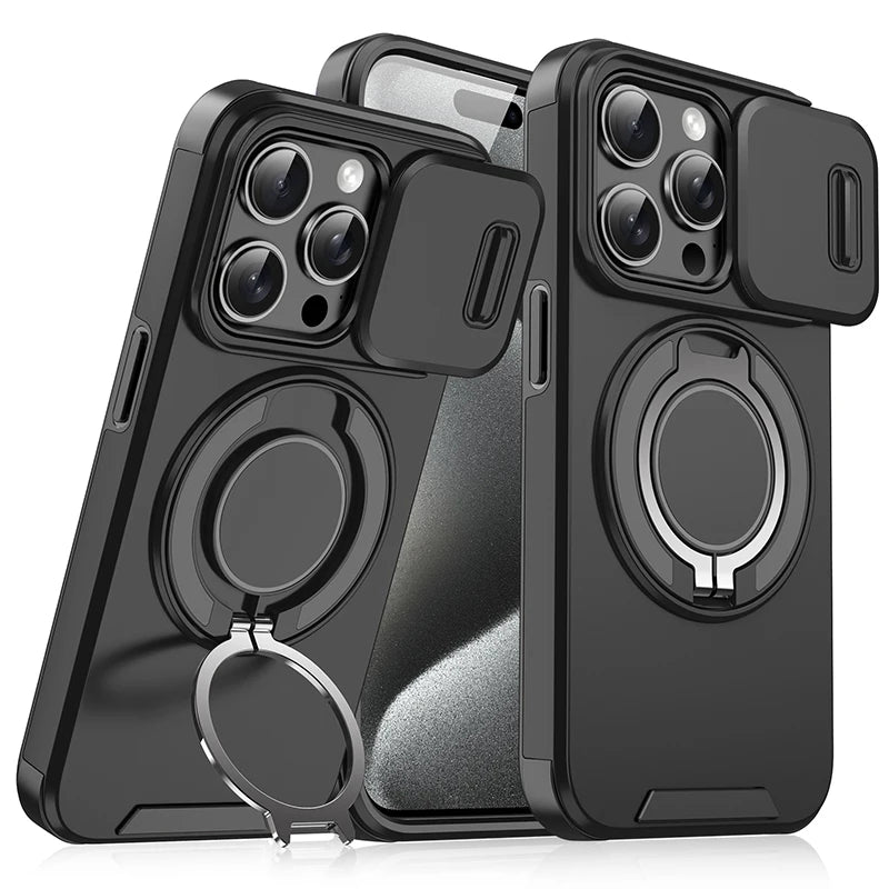 360° Rotating Ring Holder Car Mount Case for iPhone 16 15 14 Pro Max