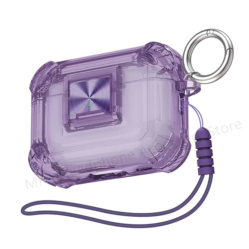 Transparent Lock Case for AirPods Pro 1 2 3 with Lanyard & Keyring