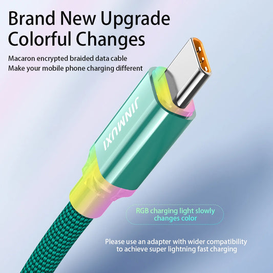 USB Type-C Fast Charging Cable 20W–120W 6A for iPhone 15/16 Xiaomi Huawei