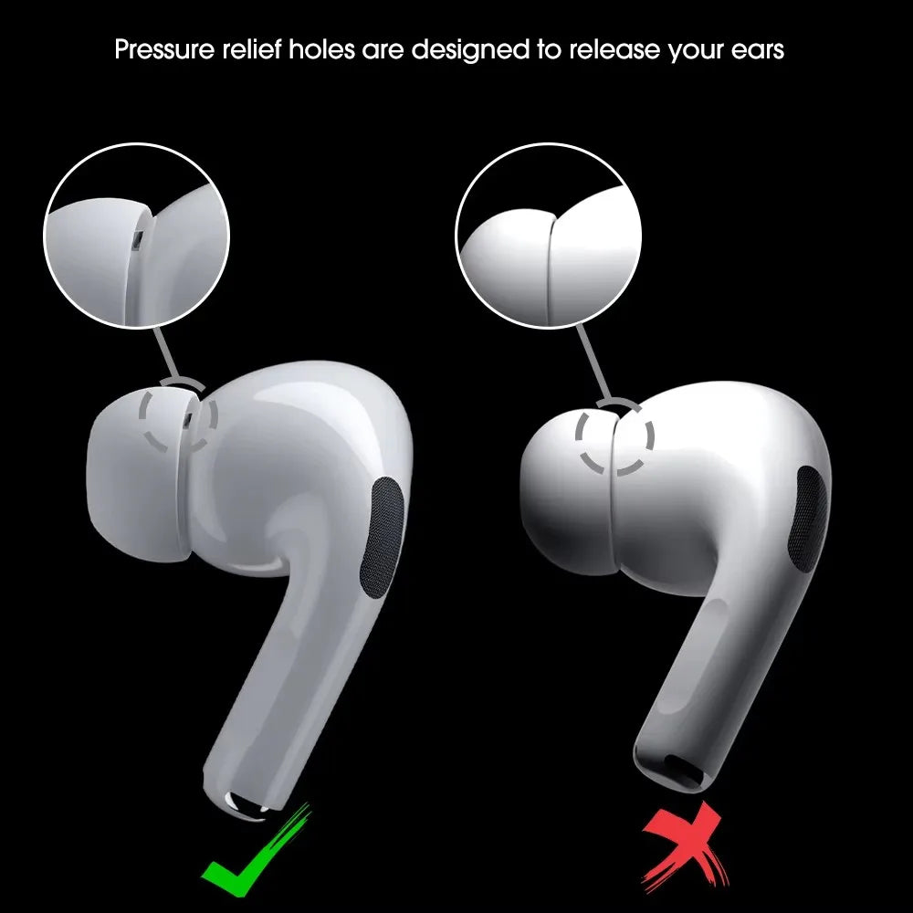 Replacement Silicone Ear Tips for AirPods Pro 1 & 2 – With Vent Holes
