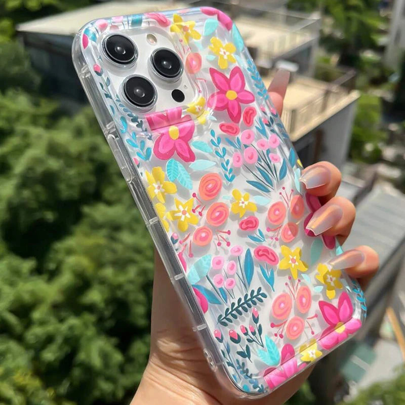 Pink Floral Flower Phone Case for iPhone 13 12 11 14 15 16 Pro Max Plus