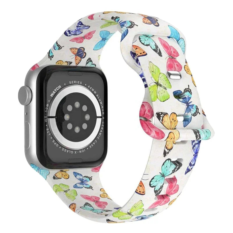 Floral Silicone Strap for Apple Watch Ultra & Series 3–9 (38–49mm)