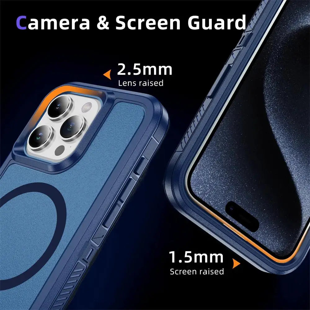 MagSafe Rugged Armor Case for iPhone 15 14 13 12 11 Pro Max Shockproof Cover