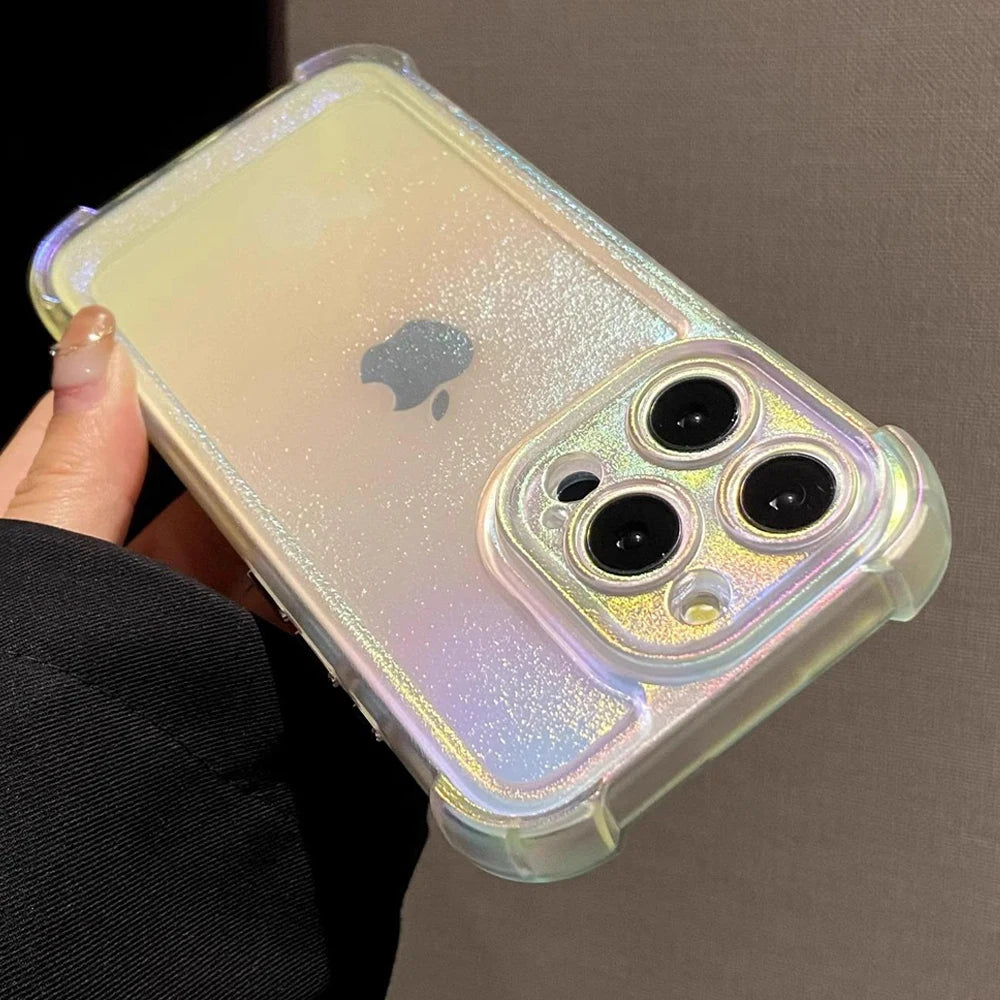 Laser Rainbow Matte Case for iPhone 11–16 Pro Max – Soft & Shockproof