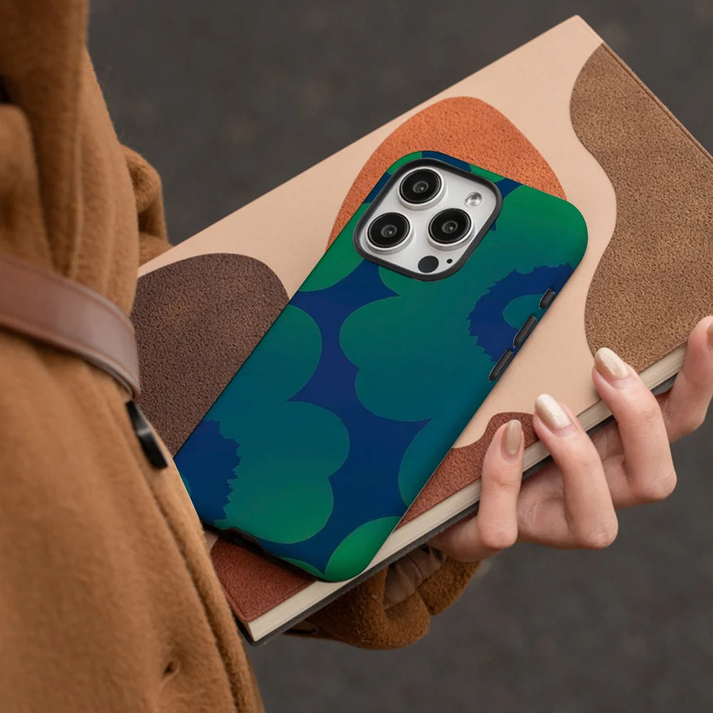 Green Gradient Floral Phone Case for iPhone 11–16 Pro Max – Soft Shell Cover