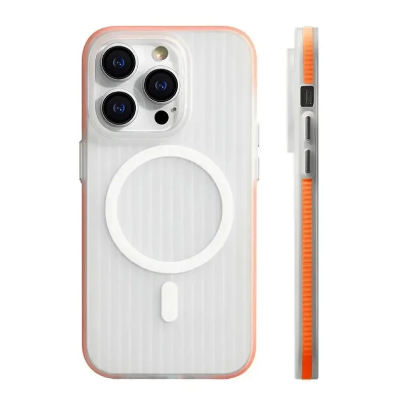 Corrugated Pattern Magsafe Magnetic Case for iPhone 16 15 14 13 12 Pro Max Plus