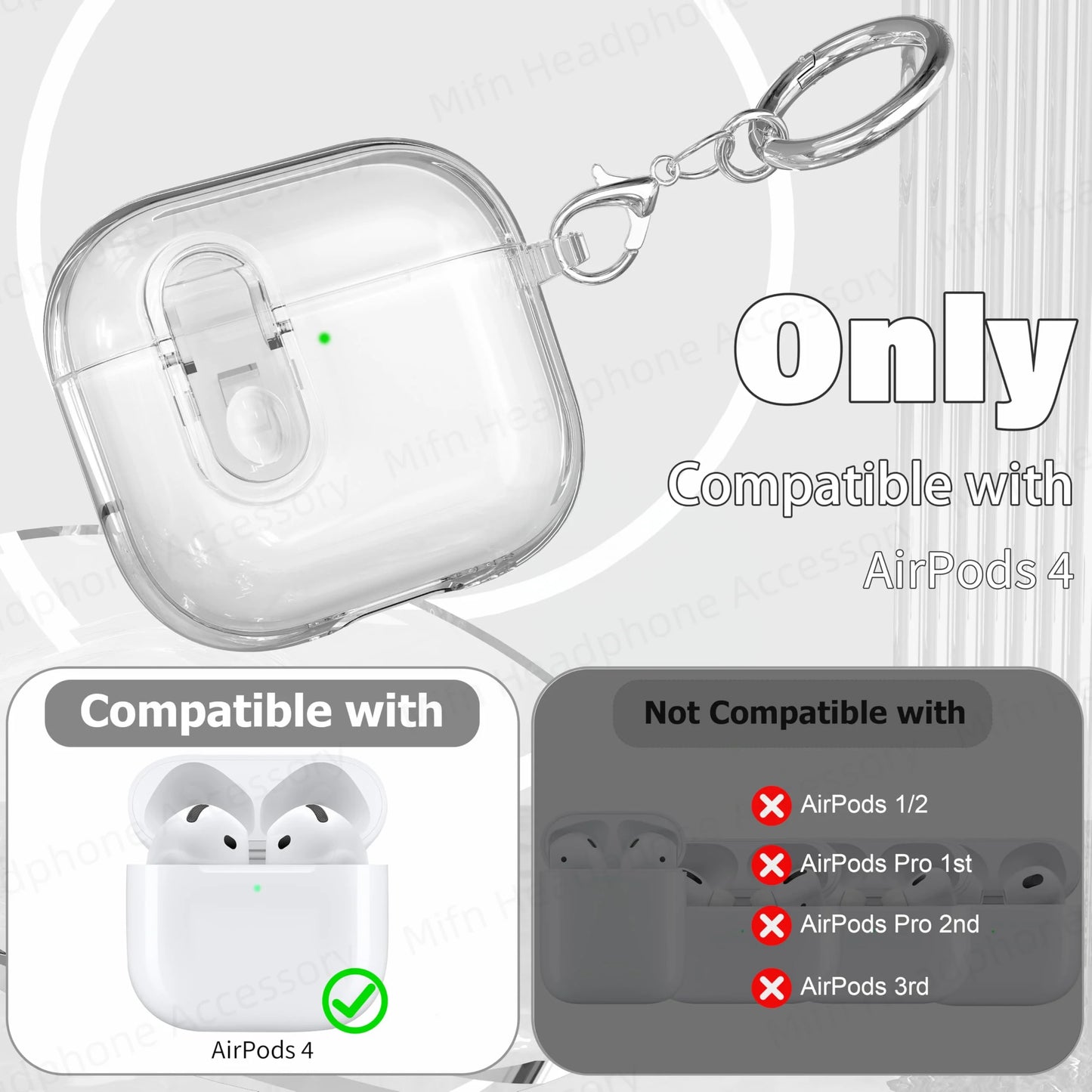 Electroplated Transparent Case for AirPods 4 – Shockproof Protective Cover