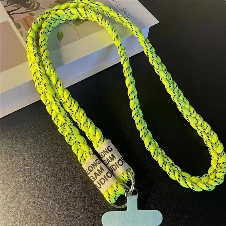 Braided Crossbody Phone Lanyard Strap with Pendant – Women’s Shoulder Cord