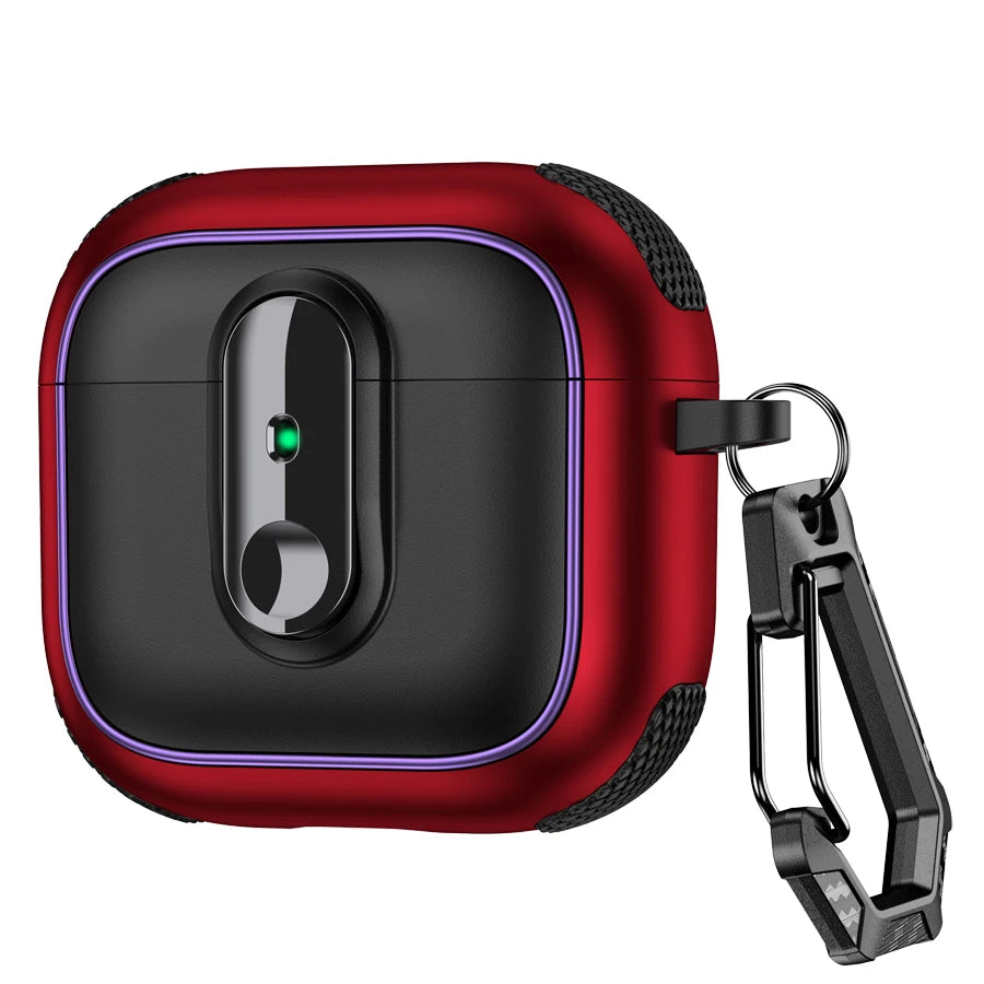 Armor Locking Earphone Case for AirPods 2/3/Pro/4 with Purple Stripes
