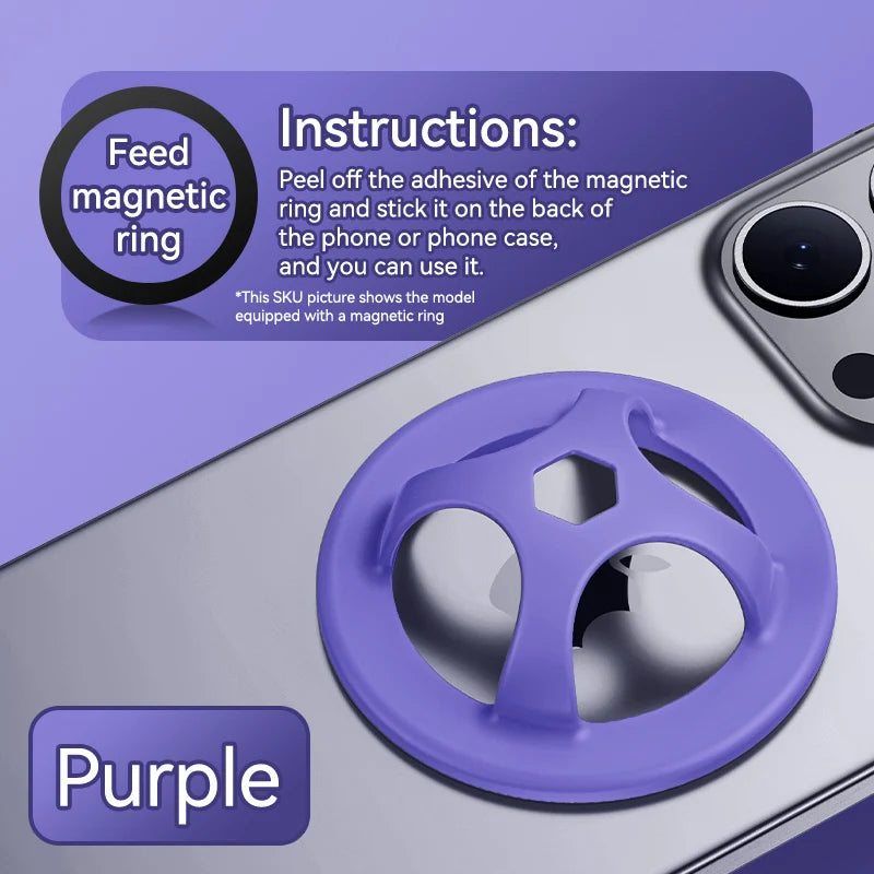 Magnetic Silicone Ring Holder for iPhone 13–15 Pro Max – Stand & Grip