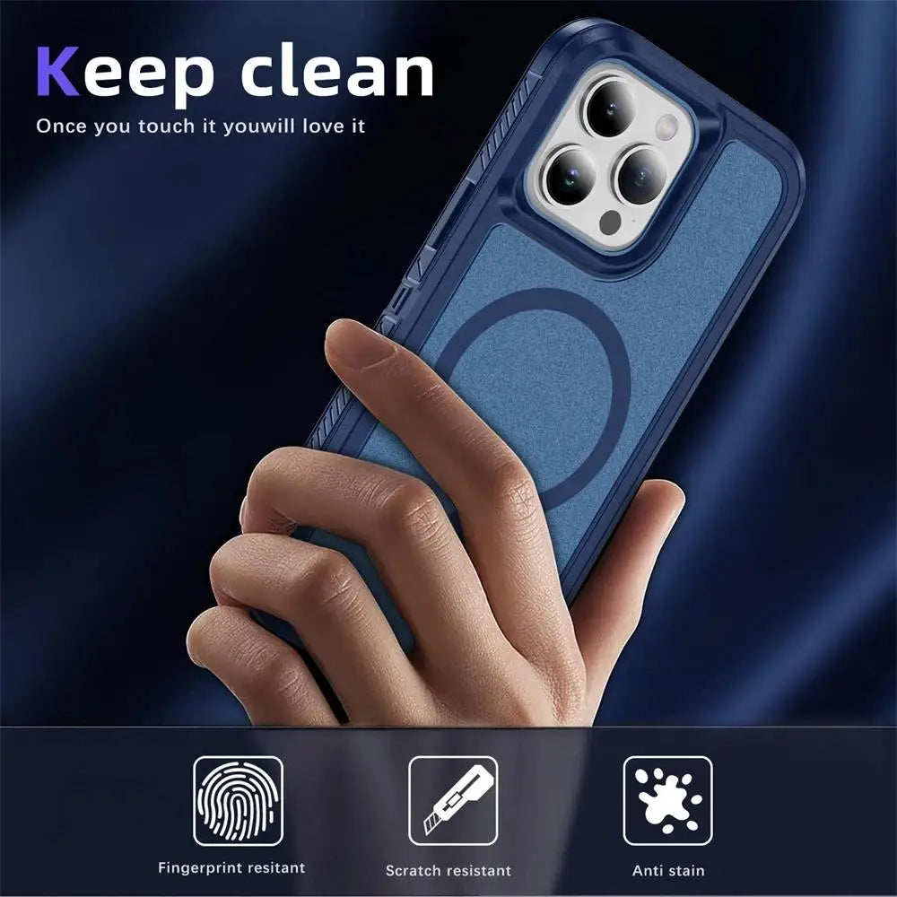 MagSafe Rugged Armor Case for iPhone 15 14 13 12 11 Pro Max Shockproof Cover