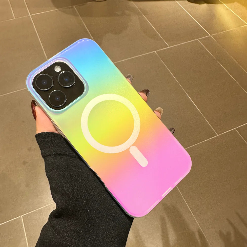 Aurora Gradient Matte Case for iPhone 11–16 Pro Max – MagSafe Acrylic