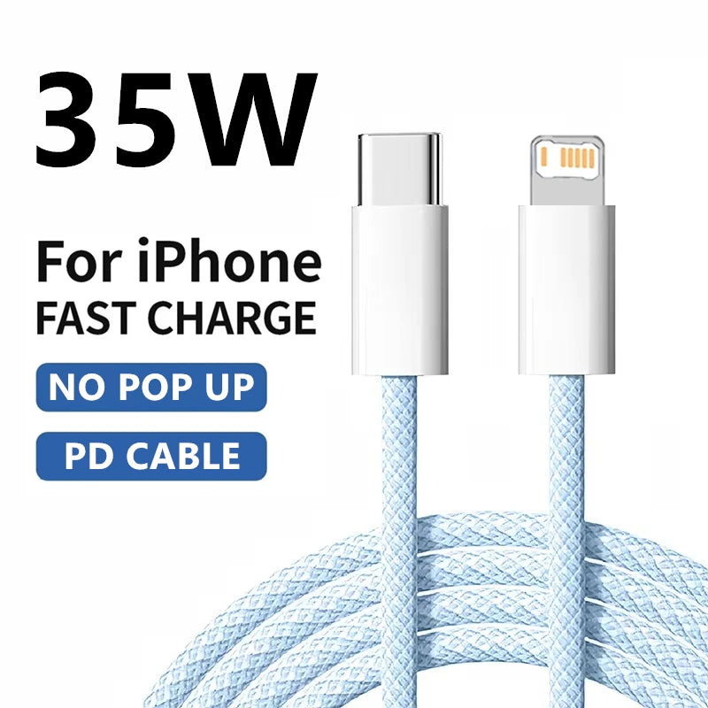 35W Fast Charge PD USB-C Cable for iPhone 7 to 14 Pro Max – Quick Data & Power