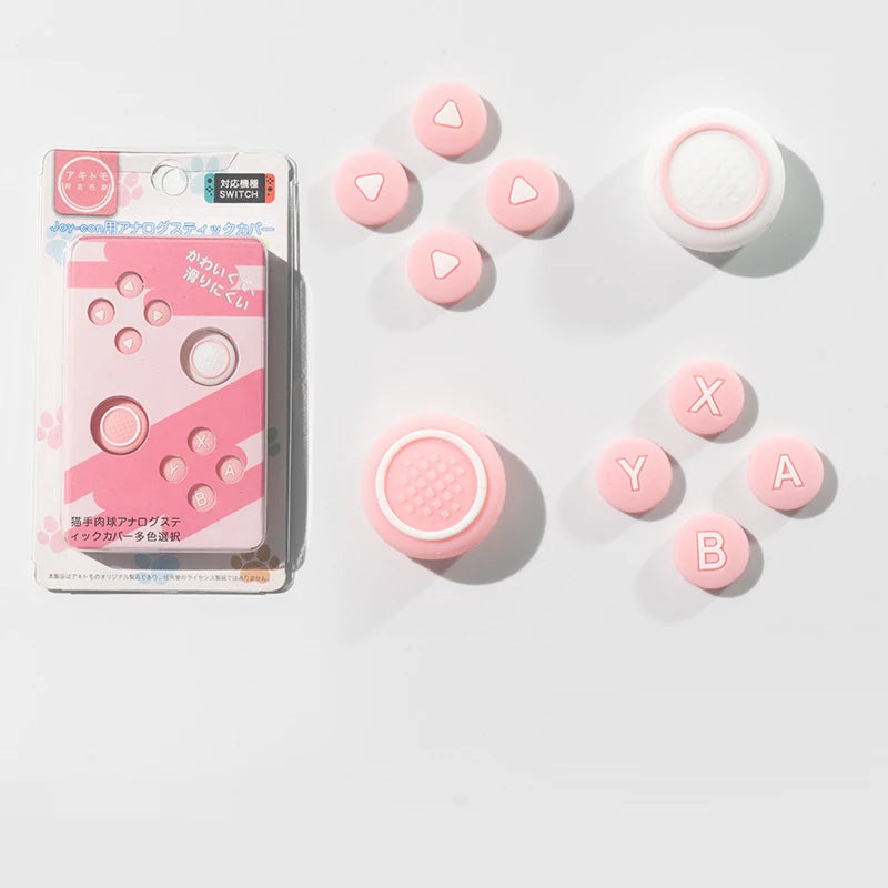 Silicone D-Pad & ABXY Key Stickers for Switch OLED | Joy-Con Grip Cap Set