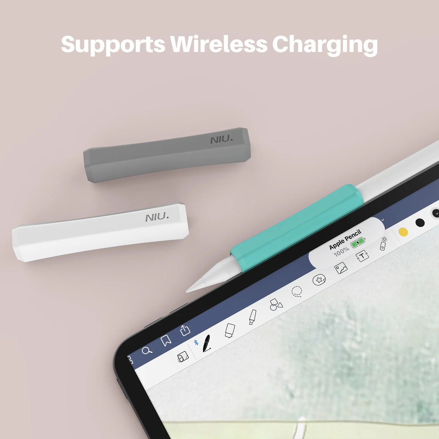 Non-Slip Silicone Pen Grip Cover for Apple Pencil 1/2/3 USB-C Models