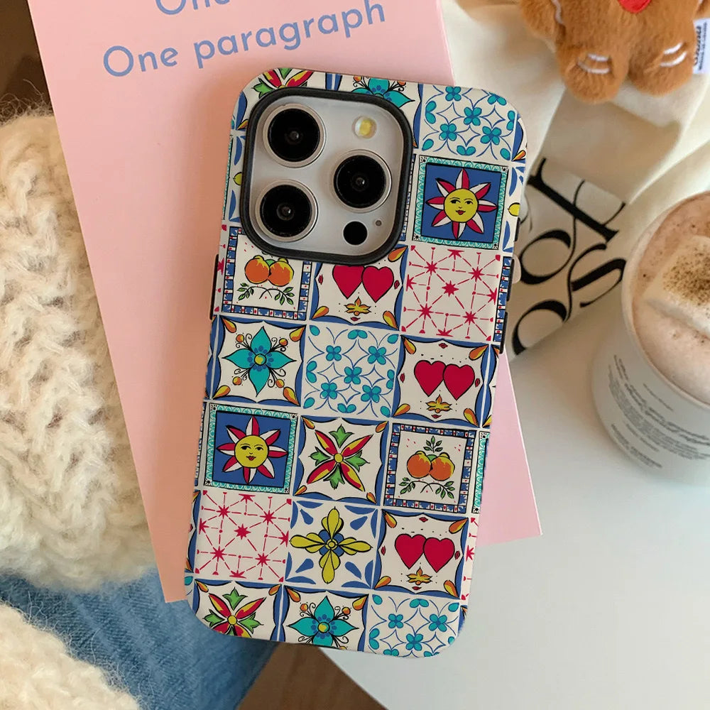 Korean Ethnic Style MagSafe Case for iPhone 11–16 Pro Max – Acrylic + TPU