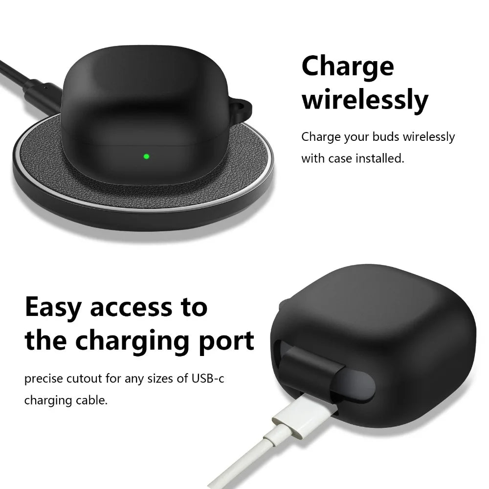 Shockproof Silicone Case with Hook for Galaxy Buds Live/2/Pro/FE