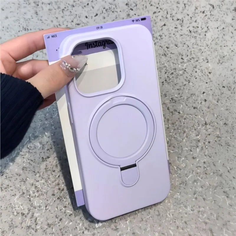 Luxury Magnetic Liquid Silicone Stand Case for iPhone 14 Plus/13/12 Pro Max