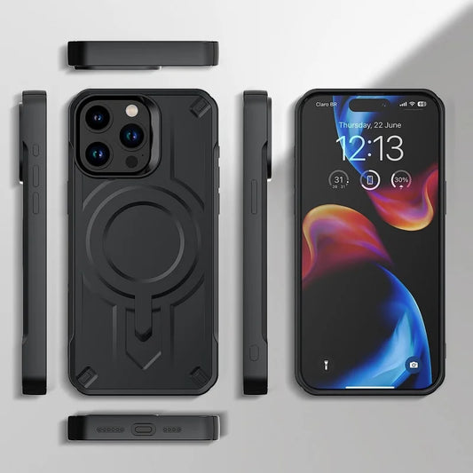 Silicone Fiber Multilayer Case for iPhone 11–16 Pro Max – MagSafe & Shockproof