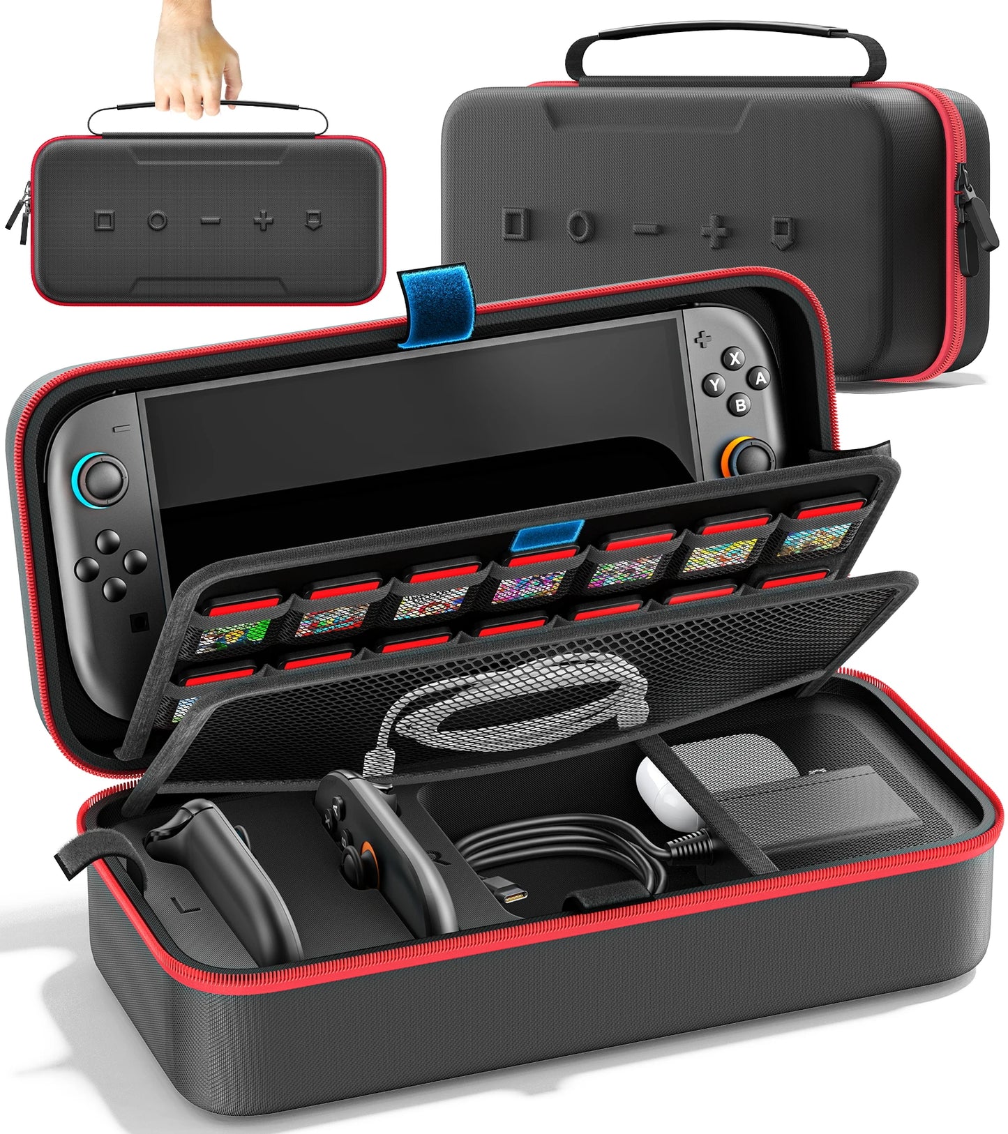 For Switch 2 & Switch Original & Switch OLED Large Storage Bag Anti-Scratch Waterproof Travel Carrying Case for Nintendo Switch