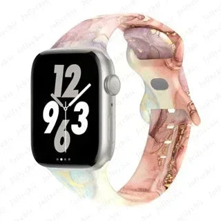 Floral Silicone Strap for Apple Watch Ultra & Series 3–9 (38–49mm)