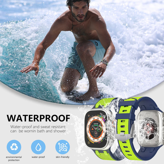 Carbon Fiber Silicone Band for Apple Watch Ultra 2 49mm 44/45mm