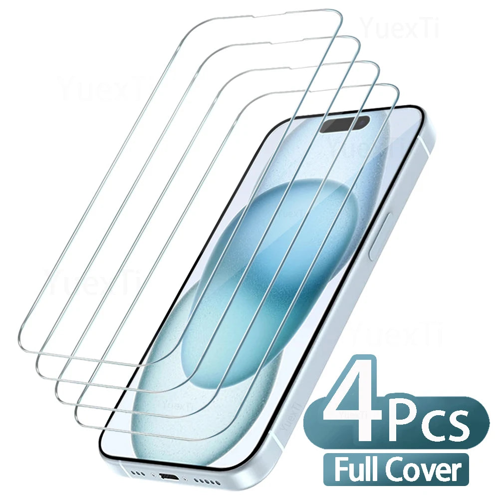 4-Pack Tempered Glass Screen Protectors for iPhone 7–16 Pro Max