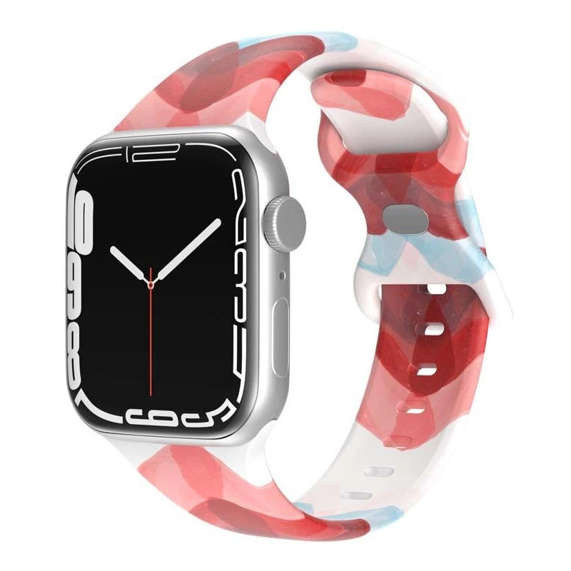Floral Silicone Strap for Apple Watch Ultra & Series 3–9 (38–49mm)
