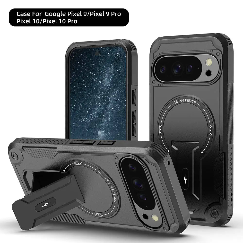 Heavy-Duty Armor MagSafe Case for Google Pixel 10/9 Pro – Rugged Stand Cover