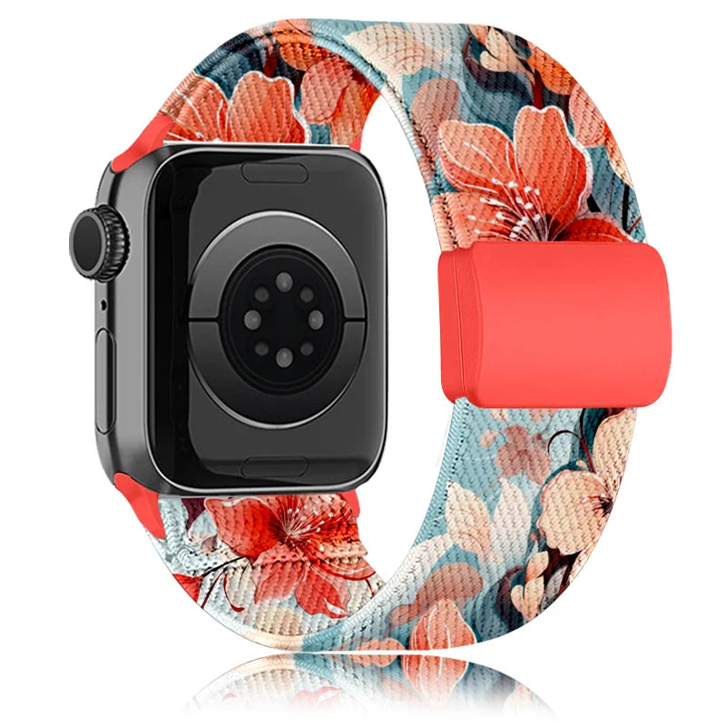 Stretchy Nylon Flower Band for Apple Watch 49–38mm Women & Men Strap