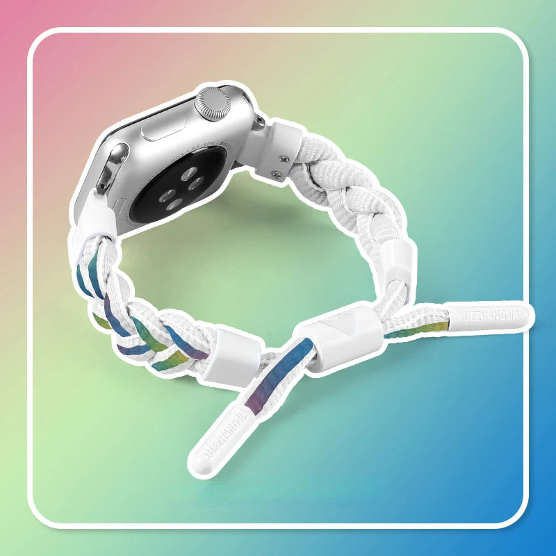 Nylon Woven Sport Strap for Apple Watch 38–45mm – Color Block Loop Band