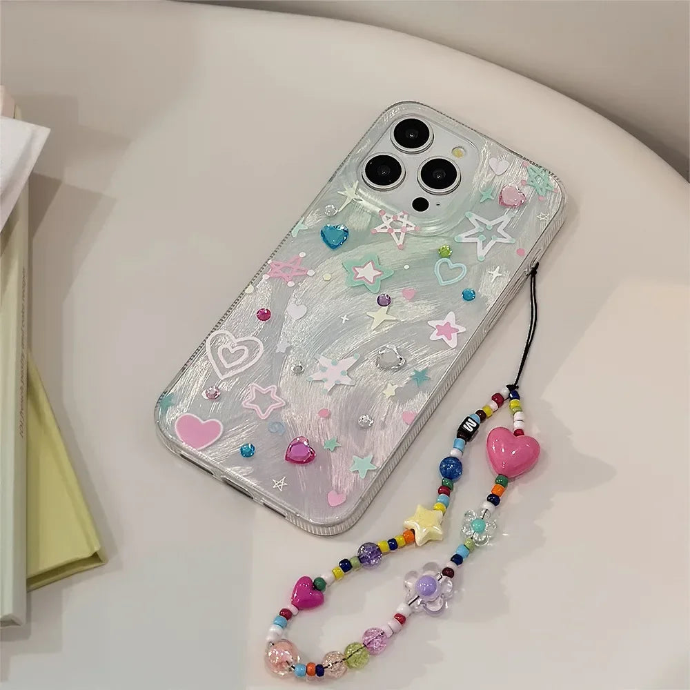 Colorful Stars Glitter Phone Case for iPhone 11–16 Pro Max – Cute & Shockproof