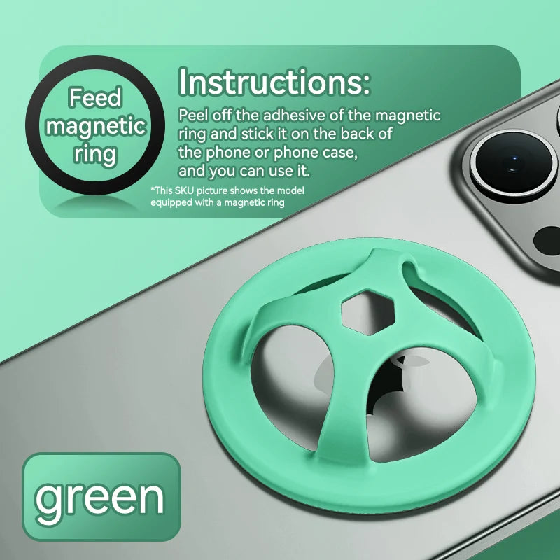 Magnetic Silicone Ring Holder for iPhone 13–15 Pro Max – Stand & Grip