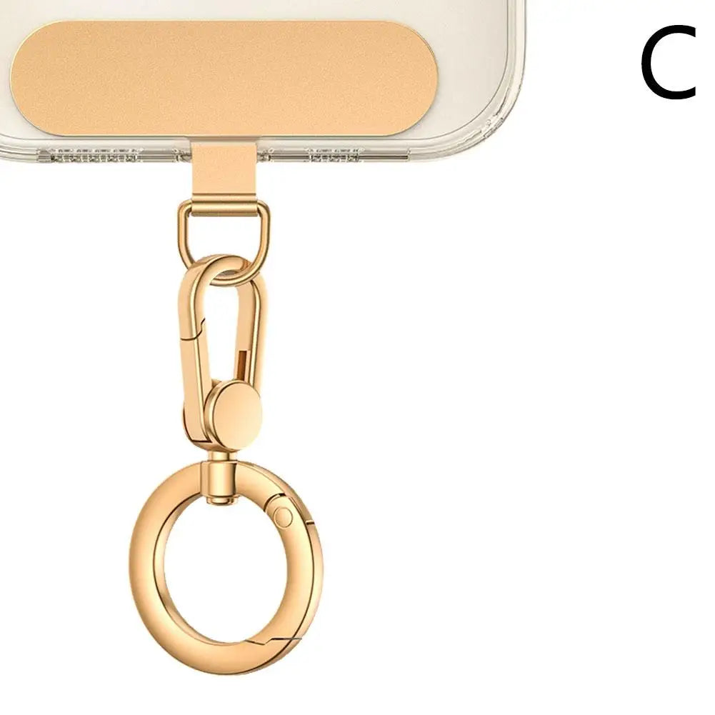 Metal Phone Lanyard Patch with Rotatable Buckle Clip Cord Tab Mobile Accessory