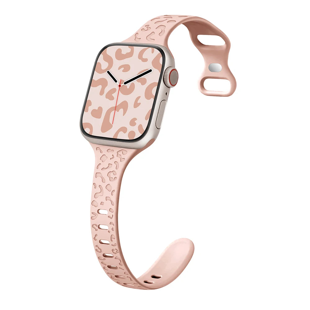 Engraved Slim Silicone Band for Apple Watch Series 9/8/7/6/SE/Ultra