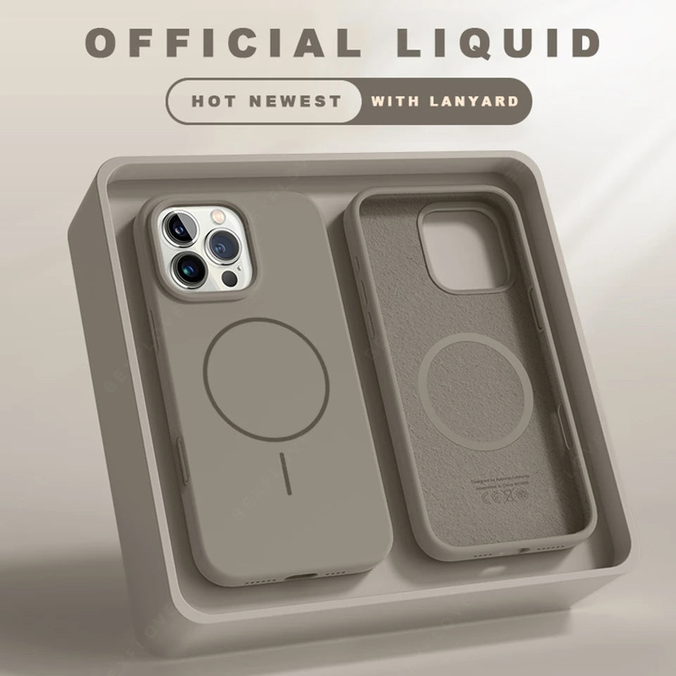MagSafe Liquid Silicone Case with Lanyard for iPhone 14 Series