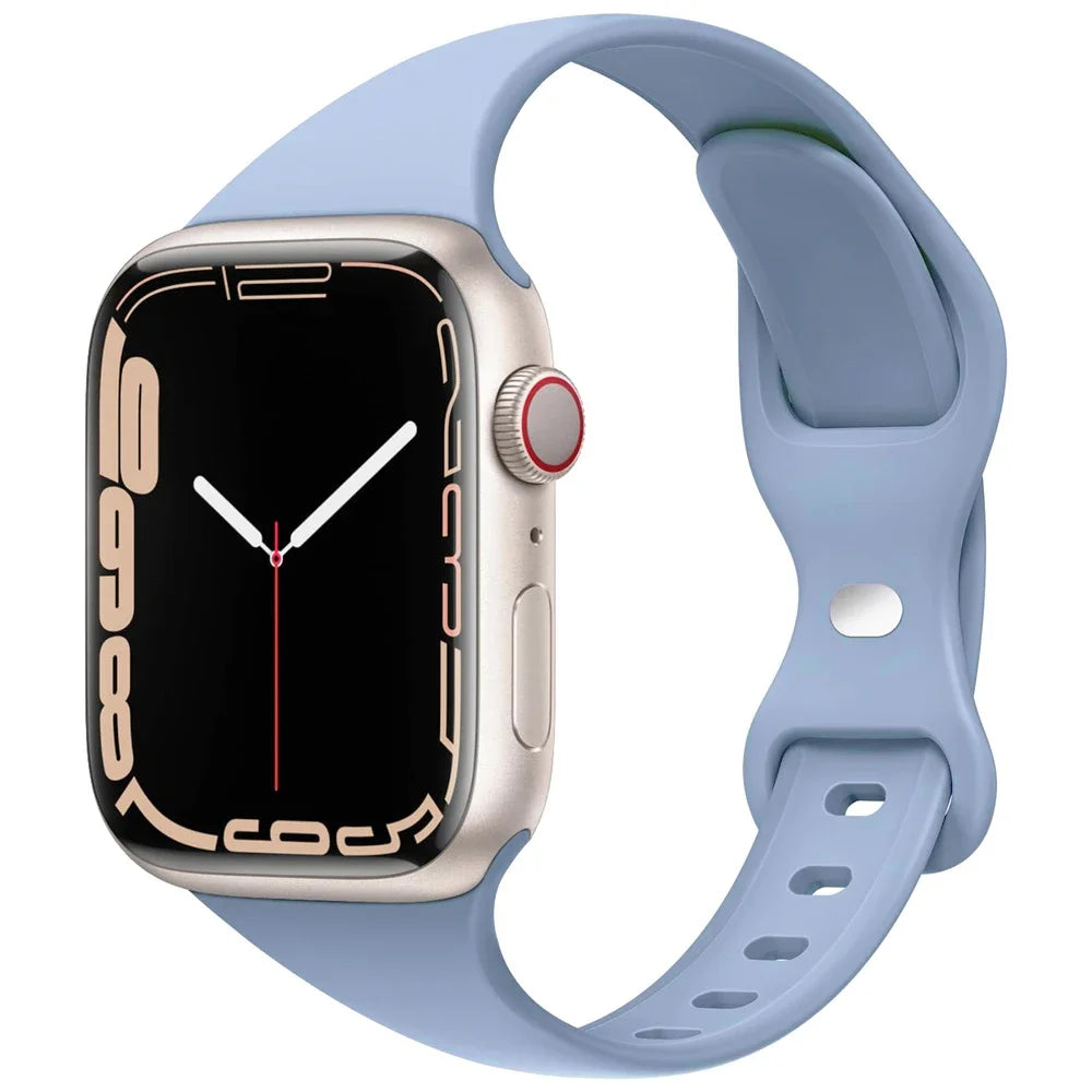 Slim Silicone Sport Strap for Apple Watch 38-49mm Series 3 to Ultra 2
