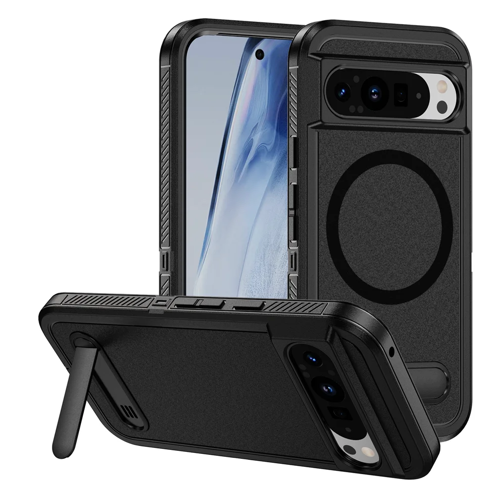 Magnetic Armor Stand Case for Google Pixel 9/8 Pro XL 8A Shockproof Cover
