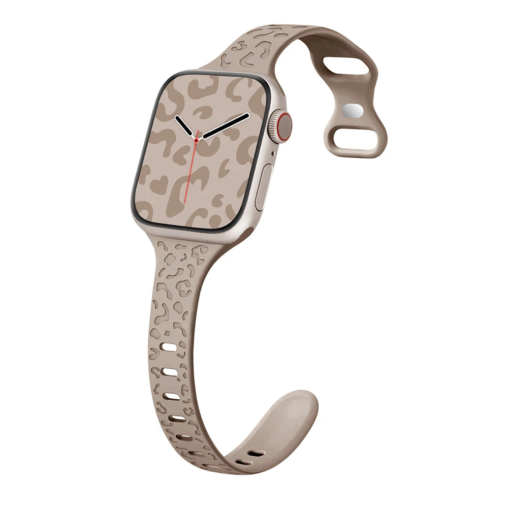 Engraved Slim Silicone Band for Apple Watch Series 9/8/7/6/SE/Ultra
