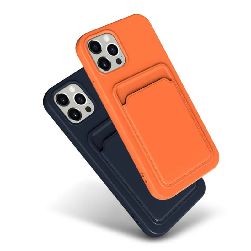 Frosted TPU Soft Phone Case with Card Pocket for iPhone 16 Pro Max / 15 Plus / 14 Mini