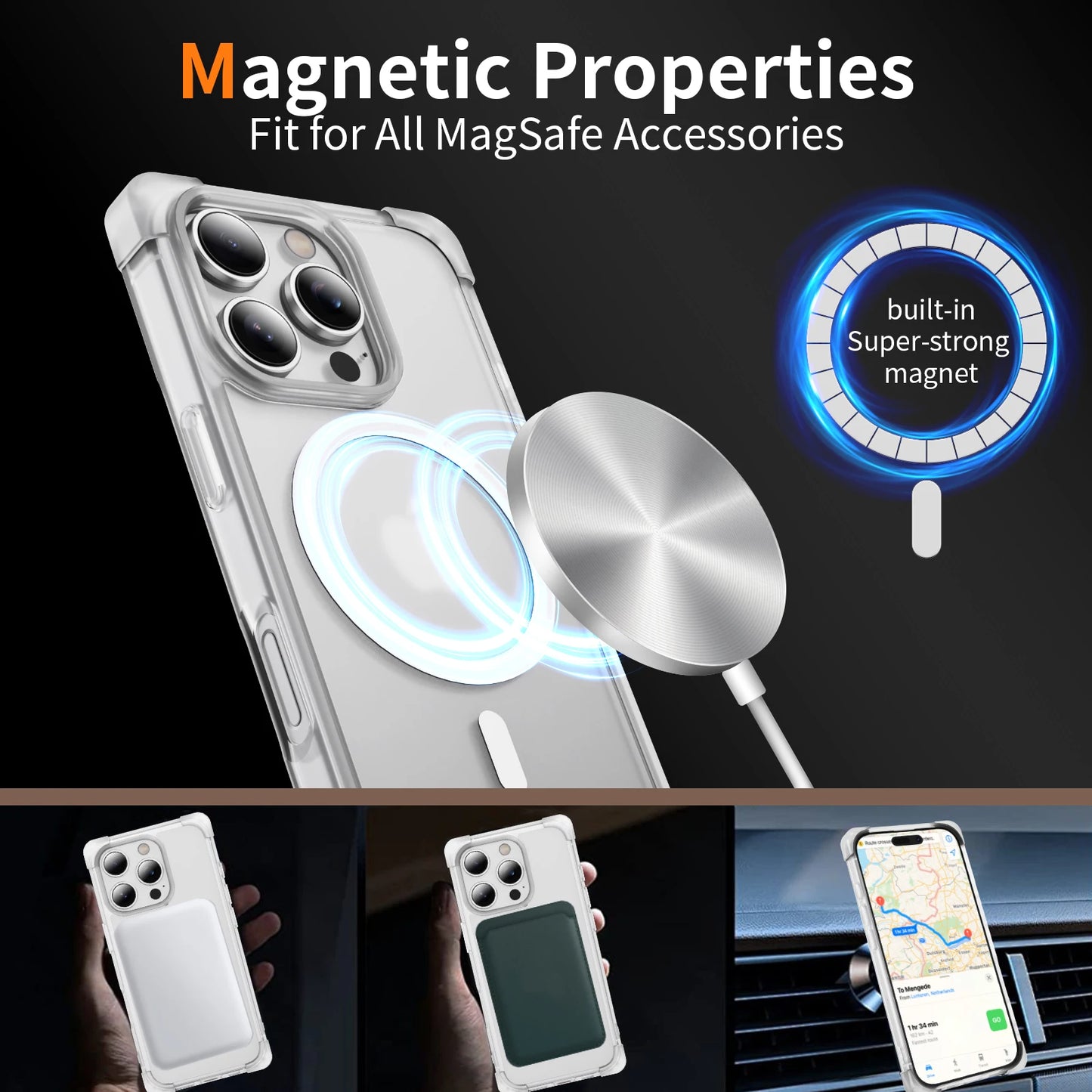 MagSafe Wireless Charging Matte Armor Case for iPhone 16–11 Pro Max