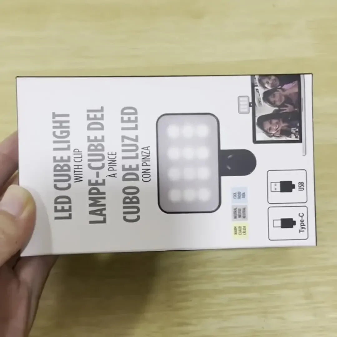 Mini Rechargeable Selfie Light with 3 Modes, Clip-On LED for Phones & PCs
