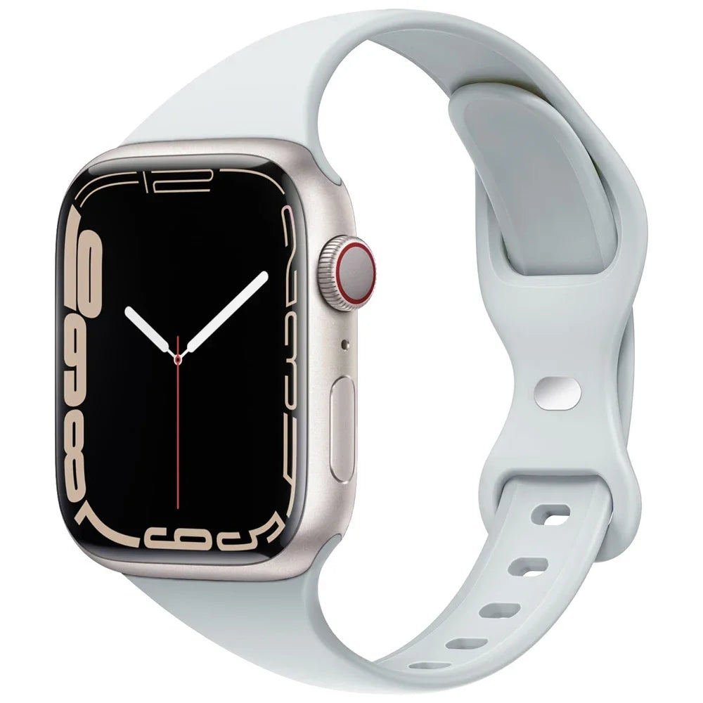 Slim Silicone Sport Strap for Apple Watch 38-49mm Series 3 to Ultra 2